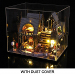 DIY puidust pusle Maagiline nukumaja Casa Miniatuursete kaunistuste komplektid koos m&ouml;&ouml;bliga Kodu toa lauakaunistus t&auml;iskasvanud lastele K&auml;sitsi valmistatud kingitus With Dust Cover