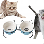 Kausid T&otilde;stetud alusega Metallist Retro Double Cat keraamilised kausid must