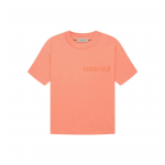 Fear Of God Essentials FW22 L&uuml;hikeste varrukatega T-s&auml;rk korallpunase logoga sametise tr&uuml;kiga Unisex Topid Korallpunane FOG-FW22-084 XL