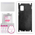 apgo Protective Skin Sticker for the back+sides compatible with Samsung Galaxy A71, Full Wrap Film, Foil, Vinyl - Pattern Black Leather