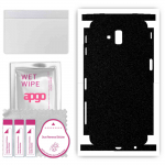 apgo Protective Skin Sticker for the back+sides compatible with Samsung Galaxy J6 Plus, Full Wrap Film, Foil, Vinyl - Pattern Matte Black