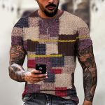 Spliced ​​Meeste T-s&auml;rk Retro l&uuml;hikeste varrukatega T-s&auml;rgid 2024 Uued meeste riided Ruudulise mustriga T-s&auml;rgid Suurem&otilde;&otilde;dulised Euroopa topsid 4XL