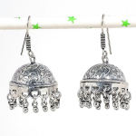 Natural Indian Look Jhumki Gemstone Silver Tribal Bali Earring 1.89 n7l60