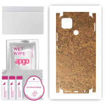 apgo Protective Skin Sticker for the back+sides compatible with Realme Narzo 30A, Full Wrap Film, Foil, Vinyl - Pattern Rusty Copper