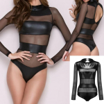 Naiste nahk Seksikas Clubwear Seksikas aluspesu Splice Lingerie Bodysuit Jumpsuit M must