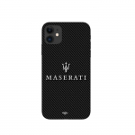 Coque maniacase pour Iphone 12 maserati blanc fond carbonne
