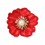 Naised Pross Pojengi kuju Rhinestone Faux Pearl Decor Libisemisvastane &otilde;lakott &Uuml;likond Mantel krae M&uuml;ts Sall Kaunistus Riided Pin &Otilde;htupidu punane