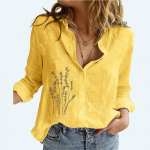 Naiste mood, rev&auml;&auml;rkrae, pikkade varrukatega T-s&auml;rk Suvine ja s&uuml;gise vabaaja lillemustriga puuvillane linane topp Naiste avarad n&ouml;&ouml;pidega pluusid S valge