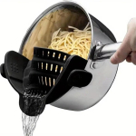 1 tk reguleeritav silikoonist klambriga kurn pottide, pannide ja kausside jaoks &ndash; k&auml;eshoitav kurn nuudlite, pasta jaoks must