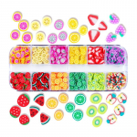 1 karp 12 ruuduga mini-Fruit Nails Fruit Pieces V&otilde;lu Suvine Dekoratsioon Pol&uuml;meer-Savist lehtede tarvikud Ise-tegemise geel Lemon Strawberry k&uuml;&uuml;nekujundustarvikud