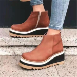 Uus Mood Talvised Kaldus Kontsaga Naiste Saapad Mugavad Pahkluusaapad Kingad &Uuml;mara Varbaga 4cm Konts T&otilde;mblukuga Paksendatud Botas De Mujer43 43 pruun