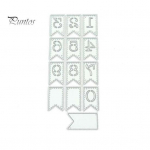 Numbrid b&auml;nneri l&otilde;ikamine, &scaron;abloon DIY scrapbooking, reljeef, paberkaart, k&auml;sit&ouml;&ouml;vorm h&otilde;be