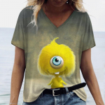 Naiste T-s&auml;rk Multifilm Monster Print Naiste T-s&auml;rgid L&uuml;hikeste varrukatega Topid Kaelusega &uuml;lisuur t-s&auml;rk Suvine naiste disainr&otilde;ivad L