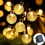 P&auml;ikesekristallgloobuse LED-stringvalgustid 60 LED-i 8 valgustusrežiimiga IP65 haldjavalguse j&otilde;uluvanik aiapeokaunistuseks 5m warmlight