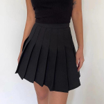 Naiste plisseeritud miniseelik Preppy stiilis k&otilde;rge v&ouml;&ouml;kohaga A-line armas must hall seelik l&uuml;hikesed p&uuml;ksid Y2K Skort koolivorm XS must