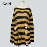 Gooti punk Hole Triibuline T-s&auml;rk naiste pastell gooti haldjas grunge Harajuku &uuml;lisuur tume esteetiline plusssuuruses riided One Size kuld
