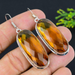 Honey Topaz Gemstone Handmade 925 Sterling Silver Jewelry Earring 2.36 v1o90