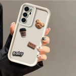 Armas 3D karu kohvipiima telefoni&uuml;mbris Samsung Galaxy S24 Ultra S23 FE S22 Plus S21 S20 A54 A34 A55 A04 A05S A05 A03 A03S A04S A51 A71 multika kaas Samsung Galaxy S20 valge