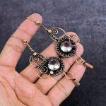 Natural White Topaz Gemstone Copper Wire Wrap Jewelry Earring 3.86 g0q88