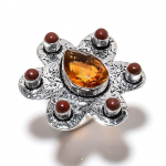 Natural Honey Topaz, Sunstone Gemstone 925 Sterling Silver Ring Size 10 v5z50