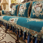 Luksuslik Euroopa diivanikate Jacquard libisemiskindel 1 2 3 4 istmega nahast diivani matt, tugitooli diivanipadi peene pitsiga Armrest cover58x65cm