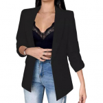 Naiste &uuml;likond, mantel rev, pikkade varrukatega klapitaskud &uuml;likonna jakk &Uuml;hev&auml;rviline avatud esikontori naiste &auml;ririided S sinine