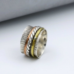 925 naelsterlingist h&otilde;bedast vurrr&otilde;ngas, Boho disainis&otilde;rmus, kolmetooniline s&otilde;rmus, juubelikingitus, h&otilde;beehted, moeehted 6