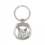 Norwegian Elkhound, Norsk elghund, Gray Norwegian Elkhound - keychain with a dog, keychain with a print, personalized pendant from the Art-Dog brand