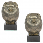 Pomeranian dog, Pom Dog, Dwarf Spitz - Dog statue, bust on stone base, sculpture, trophy for dog show by Art-Dog brand