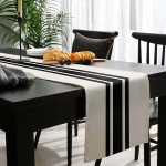 1tk geomeetrilise triibuga linane laualina kodukaunistamine moodne lihtne mustvalge ruuduline vintage laudlina k&ouml;&ouml;gilaua jooksjad p&uuml;hadepeo kaunistused 33X180cm