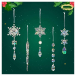 18 tk. Rippuvad j&otilde;ulude lumehelbeehted j&otilde;uludeks akr&uuml;&uuml;lkristallist lumehelbed j&auml;&auml;purikatilga kaunistused puhas