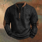 Meeste Retro Casual gradienttr&uuml;kiga kampsun L must