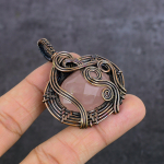 Rose Quartz Gemstone Handmade Copper Wire Wrap Jewelry Pendant 2.17 z7u29