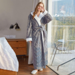 Lahtine pikk paks vannimantel kapuutsiga talve paks naiste hommikumantel Flanellist soe, mugav magamisriietus naiste hommikumantlile M hall