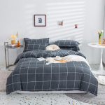 Kerge lohutav kuninganna komplekt Pehme mikrokiust ruuduline voodipesukomplekt, &uuml;mberp&ouml;&ouml;ratav soe mikrokiust tekikott kogu hooajaks Flat Bed Sheet&Queen 4pcs