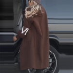 Naiste moe s&uuml;gistalvine kapuutsiga mantel lahtise taskuga pika pikkusega Patchwork Trench Jacket M pruun