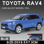 1/24 skaalas Toyota RAV4 maastikumaastur mudelauto metallist valatud s&otilde;iduki simulatsioonikollektsioon heli- ja valgusm&auml;nguasi lastele poistele kingitus sinine
