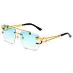 Moodsad metallist Leopard &auml;&auml;risteta p&auml;ikeseprillid Double Bridges Gradient ookeanikile varjud UV400 45*55mm roheline