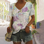 Naiste l&uuml;hikeste varrukatega V-kaelusega T-s&auml;rgid Armsad mesilaste tr&uuml;kkimine vabaaja Pullover Varrukad Suurem&otilde;&otilde;tmeline T-s&auml;rk Naiste moer&otilde;ivad Suvine S