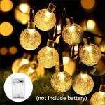 LED-p&auml;ikesemulliga palli stringi tuled v&auml;lik&auml;mpingu &ouml;&ouml;valgustid aiapulmade dekoratiivlamp 2M【Battery box】 soe valge v&auml;rv
