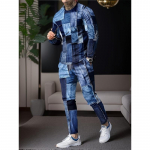 S&uuml;gisene meeste spordir&otilde;ivaste &uuml;likond Meeste pikkade varrukatega T-s&auml;rk, pikad p&uuml;ksid, &uuml;likond Retro tepitud tr&uuml;kiga vabaaja t&auml;navatopsid Kaheosalised riided S