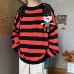 Meeste talvine soe kootud kampsun Suur suurus &Uuml;mmargune kaelus Pullover Kootud pikkade varrukatega Triibuline kootud kampsun XXXL red