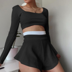 Mood Sport Naiste 2021 Uus V&auml;rvide Sobitamine Slim Top Seksikas Culottes &Uuml;likond XXXL must