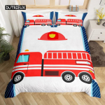 Tulekustutaja Tekikott Komplekt &Uuml;heinimesevoodi Suurus Punane Tulet&otilde;rjujad Auto S&otilde;iduk Voodipesu Komplekt Tulekustutaja Muster Poistele Rehvi Tr&uuml;kiga Tekikate EU single(135x200cm)