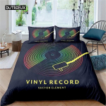 Muusika voodipesukomplekt Vintage Blues tekikott Vana kooli kitarr plaadid tekikott 2 padjap&uuml;&uuml;ri ja tekikotiga Kuninganna suurus Toa dekoratsioon EU single(135x200cm)