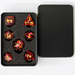 Draakoni silmamuna t&auml;ringukomplekt, 7 tk terava servaga D&D t&auml;ringut kinkekarbis Dungeons and Dragons lauam&auml;ngu jaoks kuld/punane