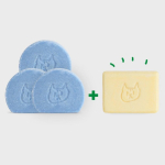 Green Tabby 3+1 Hair Care Set Blue Shampoo Bar x 3 Treatment Bar x 1 beige
