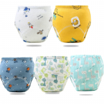 5 tk 6 kihiga veekindlad korduvkasutatavad puuvillased beebitreeningp&uuml;ksid v&auml;ikelaste l&uuml;hikesed p&uuml;ksid aluspesu riidest beebi m&auml;he m&auml;hkmed alusp&uuml;ksid m&auml;hkmevahetus 100 9-13KG