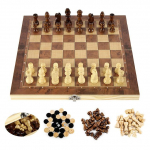 Kolm &uuml;hes malelaud, kokkupandav puidust kaasaskantav malelaud, puidust malelaud t&auml;iskasvanutele(Male + kabe ja backgammon)