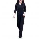 2 tk/komplekt Naiste kampsun, p&uuml;ksid, &uuml;likond, lukuga seisev krae, pikad varrukad, sportlik dressipluus, v&ouml;&ouml;kohaga elastne p&uuml;ksid. L must